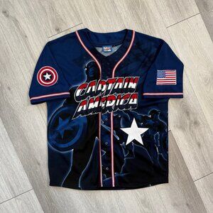 Vintage 2002 Marvel Comics Captain America Baseball Jersey - Size Large